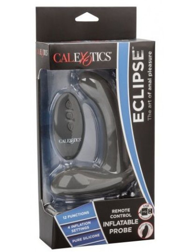 Серый стимулятор простаты Remote Control Inflatable Probe с вибрацией и функцией расширения - 11,5 см.