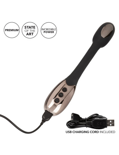 Черный гибкий вибромассажер с электростимуляцией Electro-Charge - 23,5 см.
