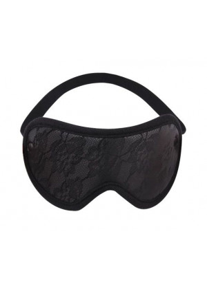 Черная плотная маска на глаза с кружевом Tempt Him Blindfold