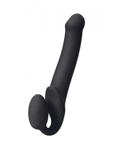 Черный безремневой страпон Silicone Bendable Strap-On L