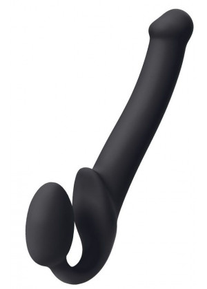 Черный безремневой страпон Silicone Bendable Strap-On L