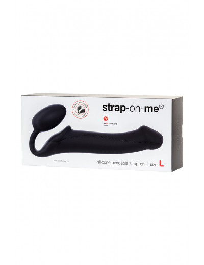 Черный безремневой страпон Silicone Bendable Strap-On L