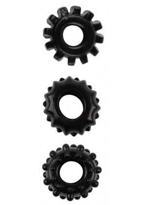 Набор из 3 черных эрекционных колец SET OF 3 COCKRINGS