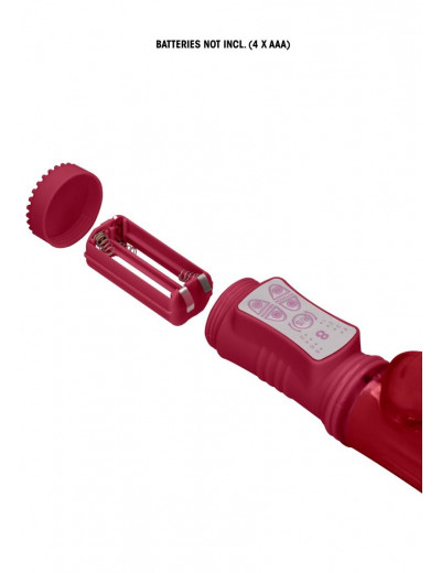 Красный вибратор-кролик Rotating Bubbles - 23,2 см.
