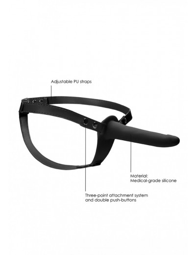 Черный страпон Adjustable на ремешках - 15,5 см.