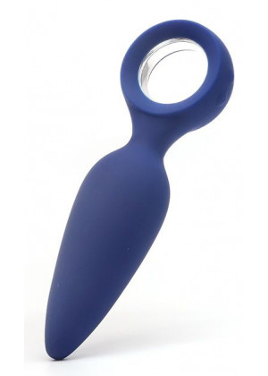 Синяя вибропробка с кольцом Kiss Toy - 12 см.