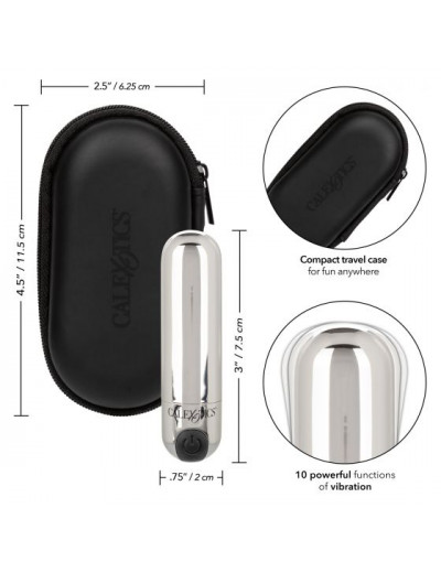 Серебристая перезаряжаемая вибропуля Rechargeable Hideaway Bullet - 7,5 см.