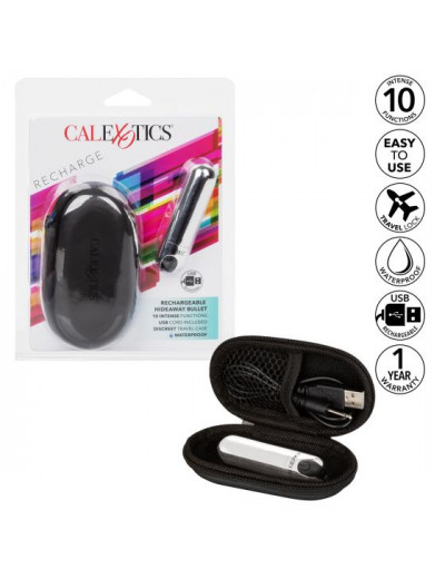 Серебристая перезаряжаемая вибропуля Rechargeable Hideaway Bullet - 7,5 см.