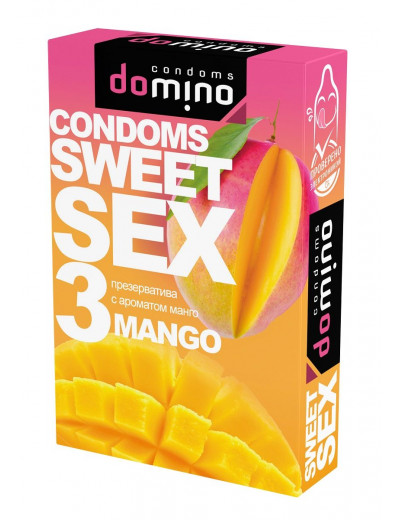 Презервативы для орального секса DOMINO Sweet Sex с ароматом манго - 3 шт.