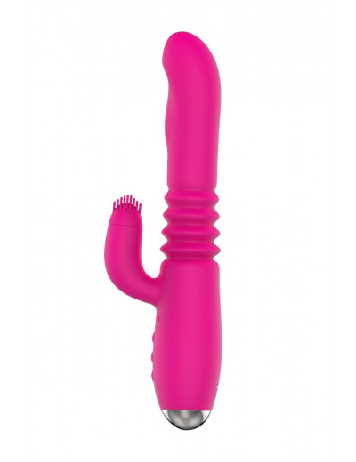 Розовый вибратор с клиторальным стимулятором Nalone Idol Plus - 22,4 см.