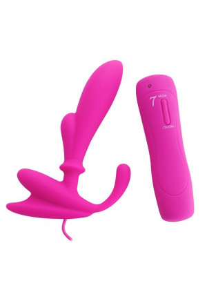 Розовый вибромассажёр простаты с выносным пультом Anal Pleasure 2 - 14 см.
