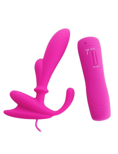 Розовый вибромассажёр простаты с выносным пультом Anal Pleasure 2 - 14 см.