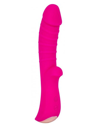 Ярко-розовый вибромассажёр с рёбрышками Ribbed - 18 см.