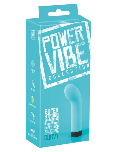 Бирюзовый мини-вибратор с загнутой головкой Power Vibe Curvy - 12 см.