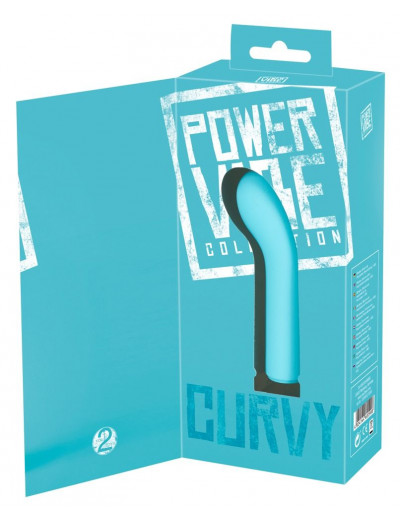 Бирюзовый мини-вибратор с загнутой головкой Power Vibe Curvy - 12 см.