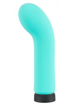 Бирюзовый мини-вибратор с загнутой головкой Power Vibe Curvy - 12 см.