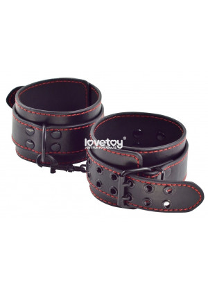 Черные поножи Bondage Fetish Pleasure Ankle cuffs с контрастной строчкой