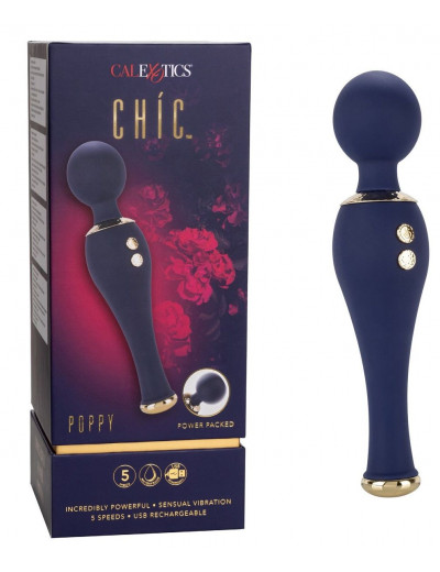 Синий клиторальный вибромассажер Chi­c Poppy - 20,25 см.