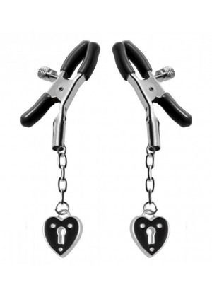 Зажимы на соски с подвесками-замками Charmed Heart Padlock Nipple Clamps