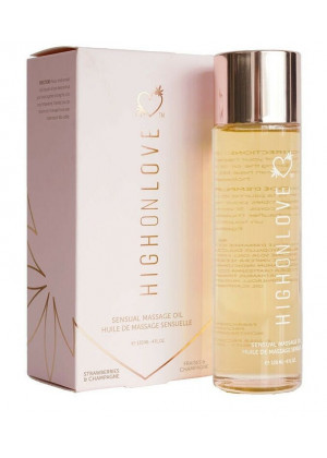 Массажное масло с ароматом клубники и шампанского High On Love Massage Oil Strawberries   Champagne - 120 мл.