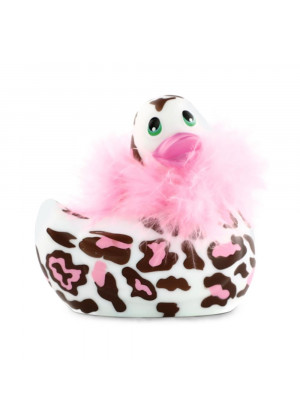 Белый вибратор-уточка I Rub My Duckie 2.0 Wild с леопардовым принтом