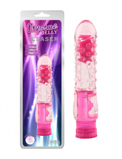 Розовый вибратор Pleaser с шишечками - 16,2 см.