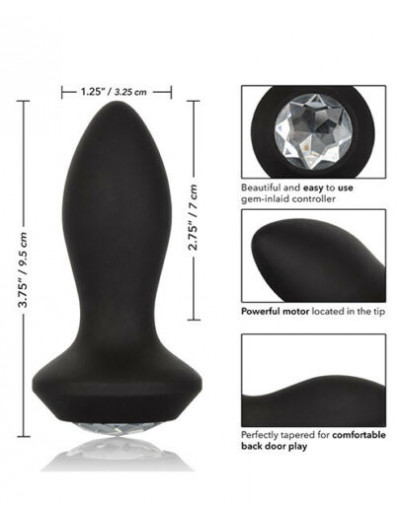 Черная анальная вибропробка с кристаллом Vibrating Petite Crystal Probe - 9,5 см.