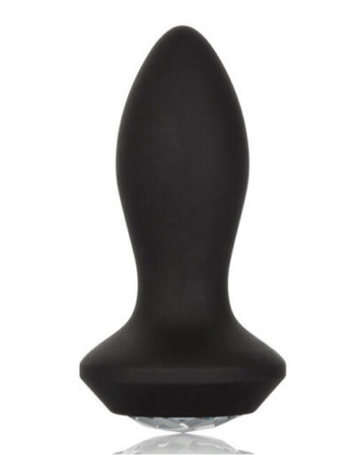 Черная анальная вибропробка с кристаллом Vibrating Petite Crystal Probe - 9,5 см.