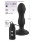 Черная анальная вибропробка с вращением Butt Plug - 13,6 см.