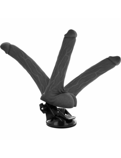 Черный вибратор на мощной присоске Basecock Realistic Vibrator Remote Control - 18,5 см.