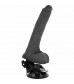 Черный вибратор на мощной присоске Basecock Realistic Vibrator Remote Control - 18,5 см.