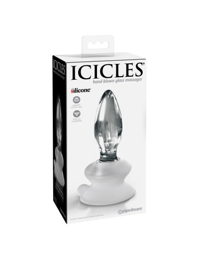 Прозрачная стеклянная пробка Icicles №91 с силиконовой присоской - 10 см.