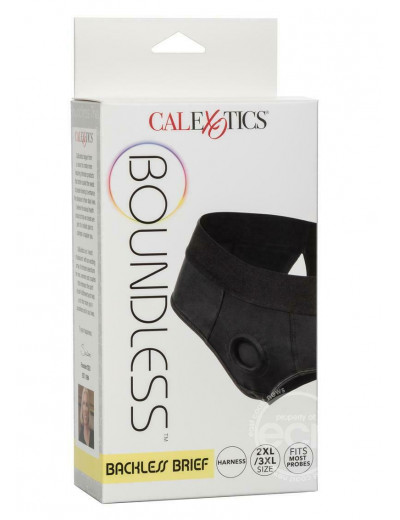 Черные трусы для страпона BACKLESS BRIEF HARNESS 2XL/3XL