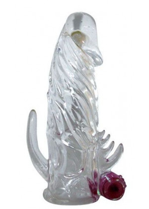 Закрытая прозрачная вибронасадка на пенис Crystal Sleeve Vibe - 12 см.