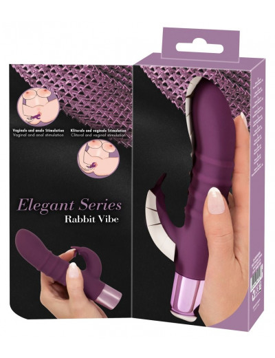 Фиолетовый вибратор-кролик с ребрышками Rabbit Vibe - 16 см.