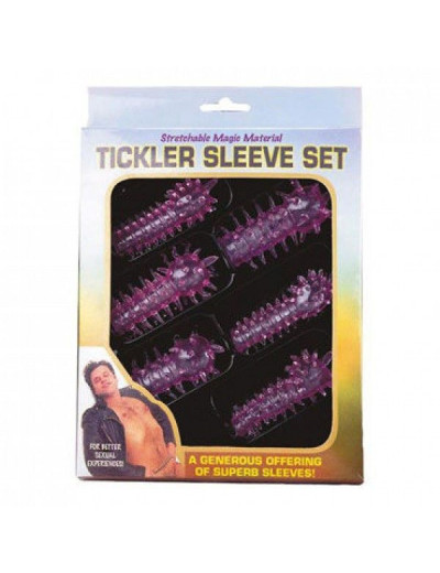 Набор из 6 розовых закрытых насадок с шипами TICKLER JELLY SLEEVE SET