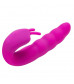 Розовый вибратор Ribbed Dual Stimulator with Rolling Ball - 17 см.