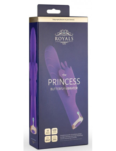 Фиолетовый вибратор-кролик The Princess Butterfly Vibrator - 20,5 см.