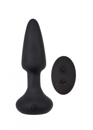 Черная анальная вибропробка Smooth Anal Dilator с пультом ДУ - 14,5 см.