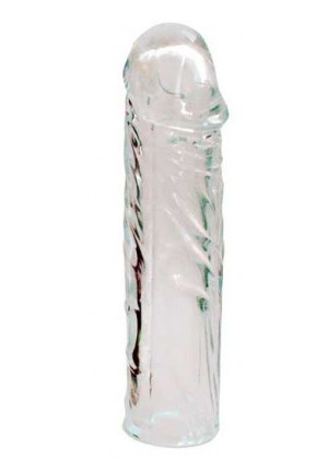 Закрытая прозрачная насадка-фаллос Crystal sleeve - 16 см.