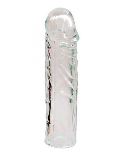 Закрытая прозрачная насадка-фаллос Crystal sleeve - 16 см.