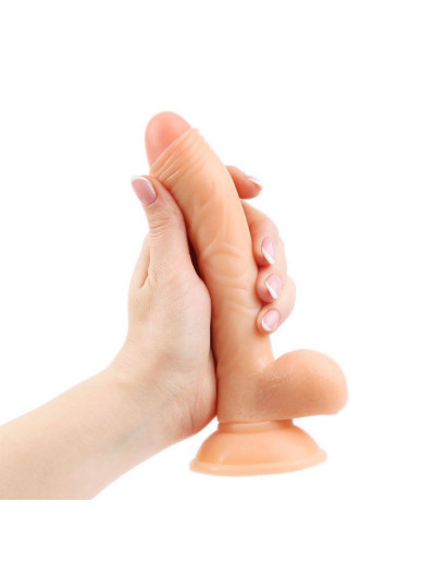 Фаллоимитатор с мошонкой Erowoman телесного цвета - 18,5 см.