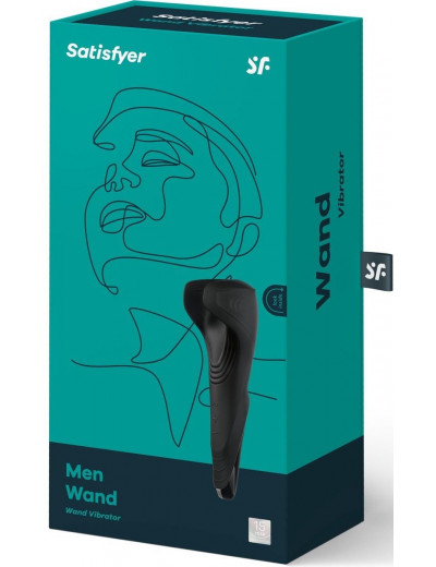 Чёрный нереалистичный мастурбатор с вибрацией Satisfyer Men Wand