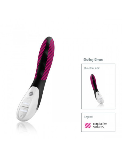 Вибратор с электростимуляцией Sizzling Simon - 27 см.