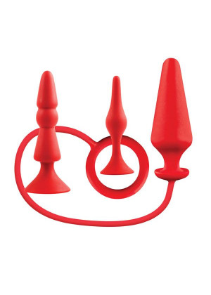 Набор из 3 красных анальных втулок BACK UP SILICONE ANAL KIT