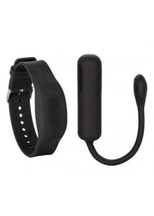 Черное виброяйцо с браслетом-пультом Wristband Remote Petite Bullet