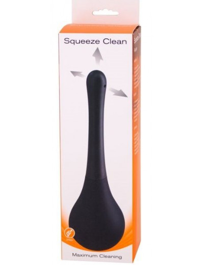 Черный анальный душ SQUEEZE CLEAN с закругленным наконечником