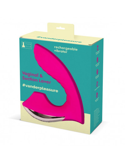 Ярко-розовый вибромассажёр с вакуумной стимуляцией Vaginal   Suction Lover