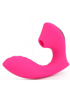 Ярко-розовый вибромассажёр с вакуумной стимуляцией Vaginal   Suction Lover