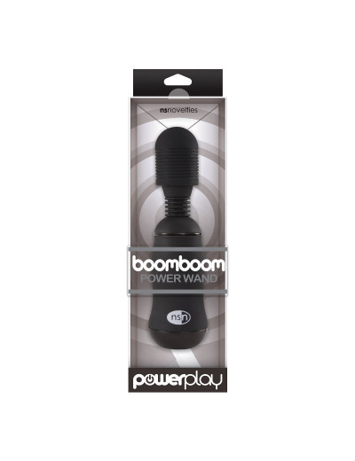 Чёрный вибромассажёр для эрогенных зон BoomBoom Power Wand - 18 см.